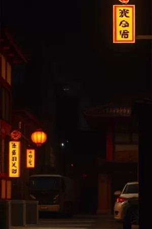 《长街灯火》封面：深夜长街两侧接连亮起的店铺招牌